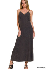 Zenana Mineral Washed Rayon Challis Cami Dress OutfitFlow