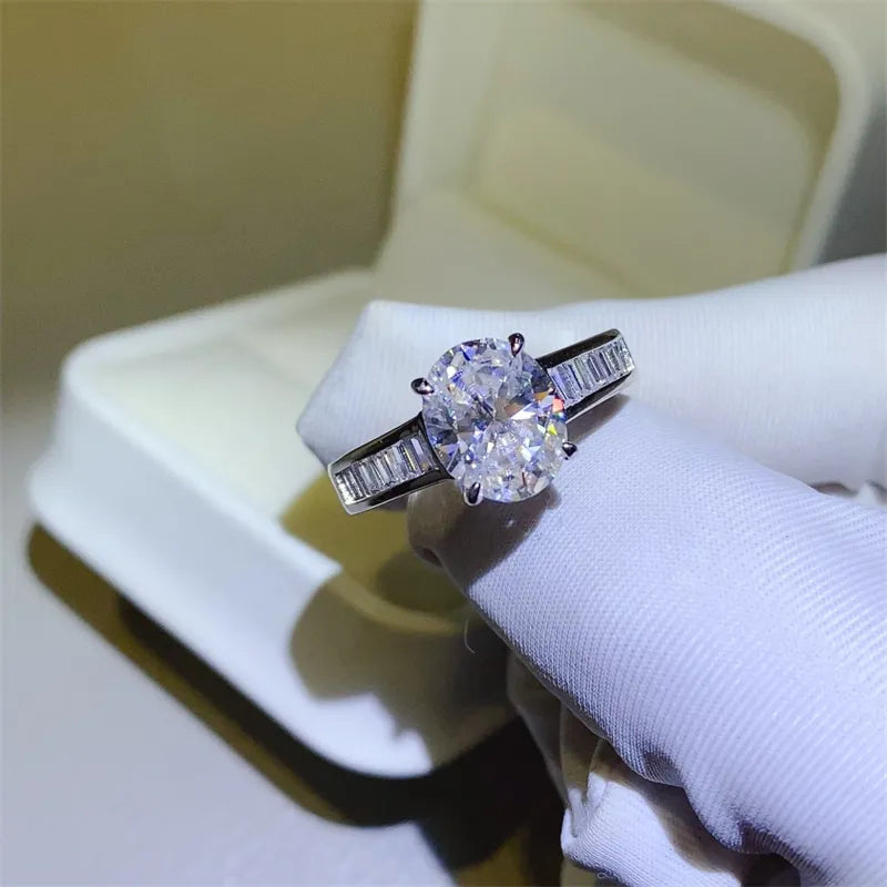 3 Carat Moissanite 925 Sterling Silver Ring OutfitFlow