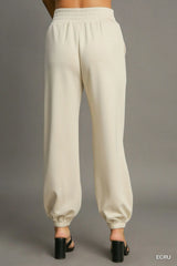 Umgee Drawstring Jogger Pants with Front Seam Detail OutfitFlow