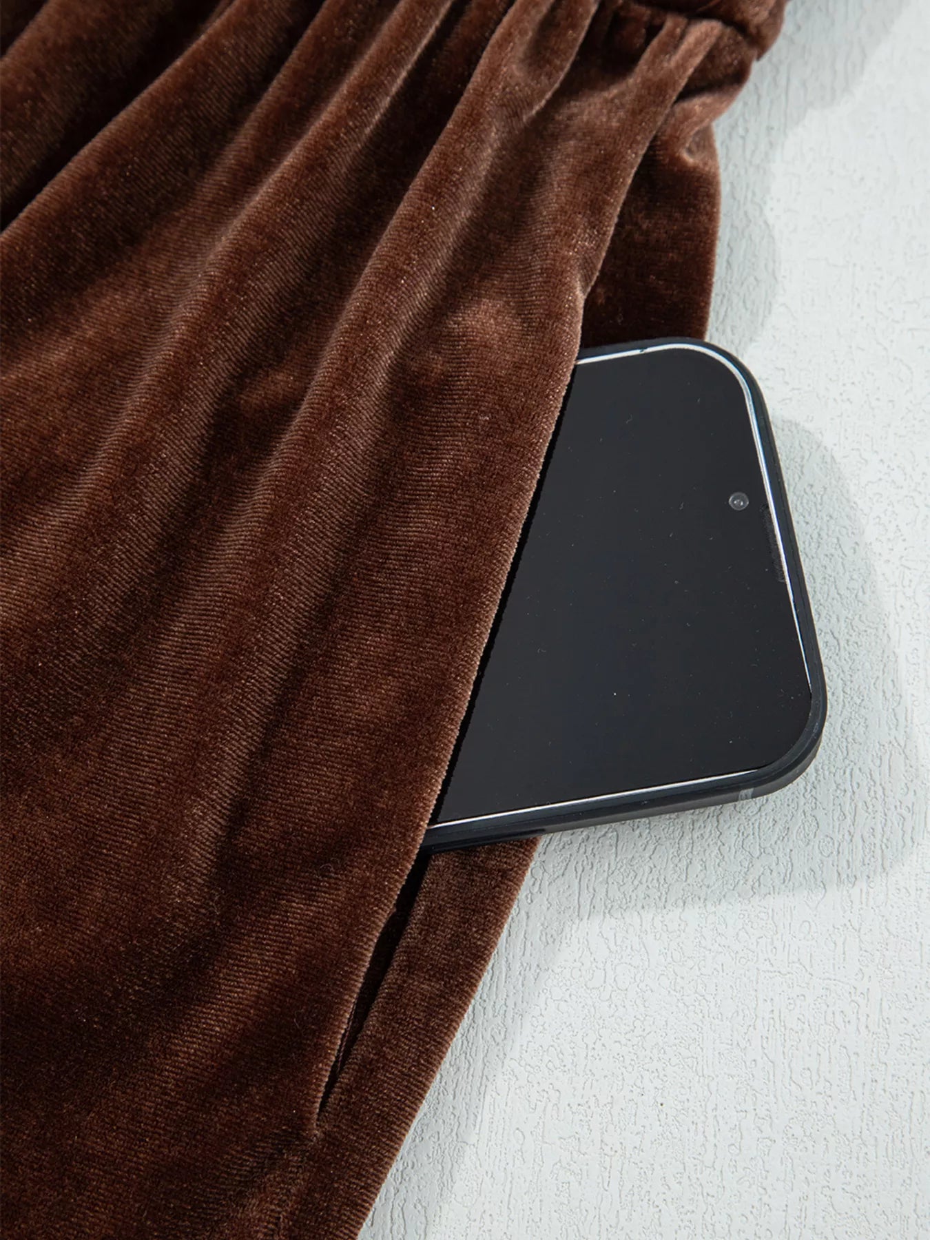 Solid Color Velvet V Neck Long Sleeve Tiered Mini Dress Trendsi