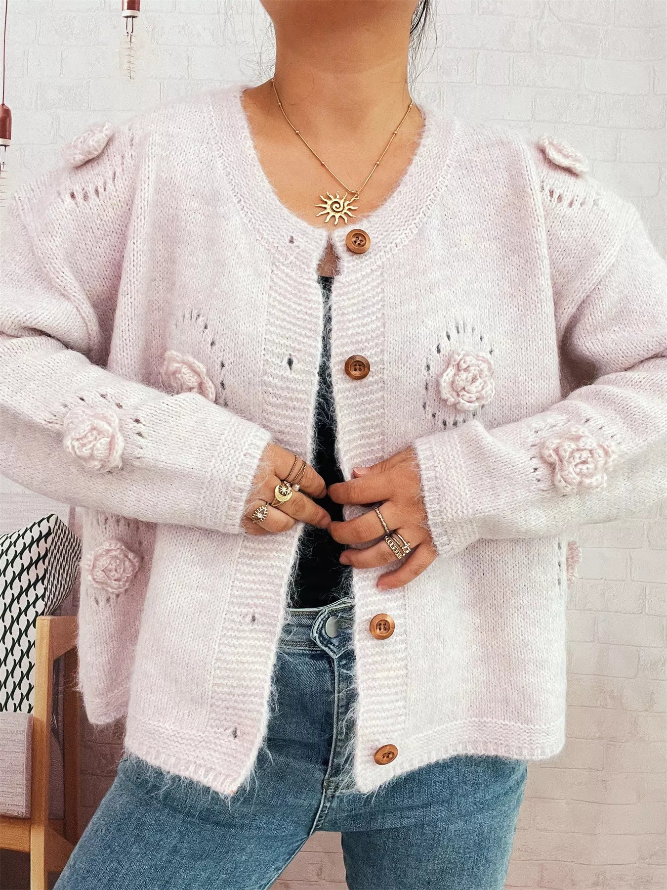 Flower Button-Up Cardigan OutfitFlow