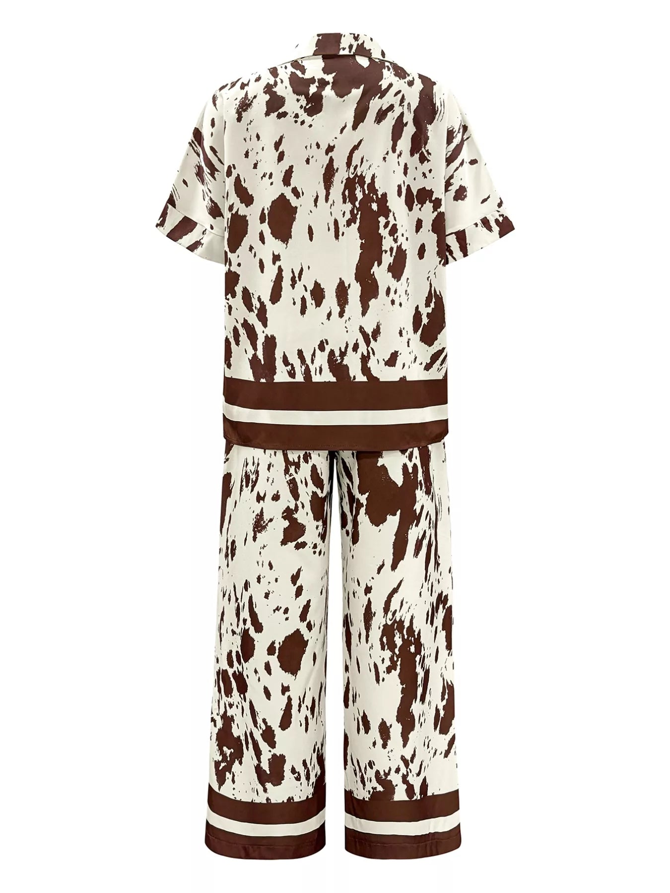 Printed Relaxed Fit Top and Wide Leg Pants Set OutfitFlow