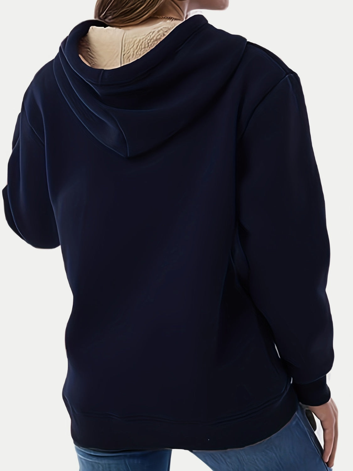 Drawstring Long Sleeve Hoodie with Kangaroo Pocket OutfitFlow