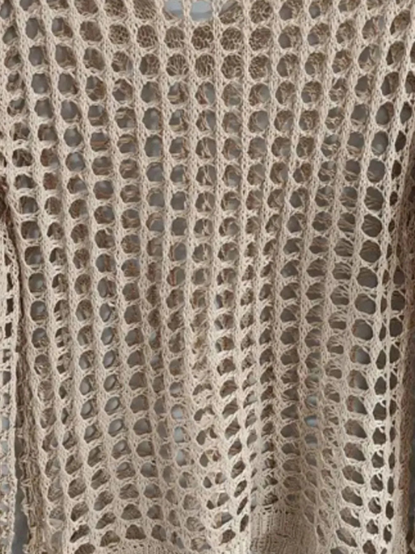 Crochet Long Sleeve Knit Cover Up OutfitFlow