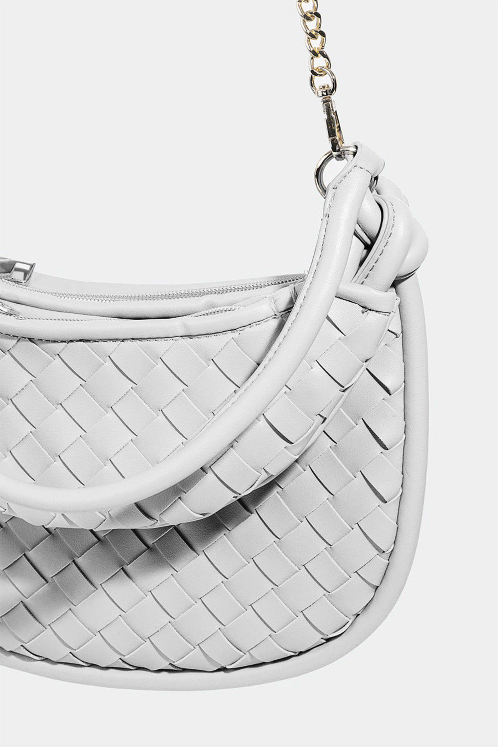 Outfit Flow - Fame PU Leather Basket Weave Half Moon Bag