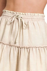 Zenana Tencel Washed Tiered Mini Skirts OutfitFlow