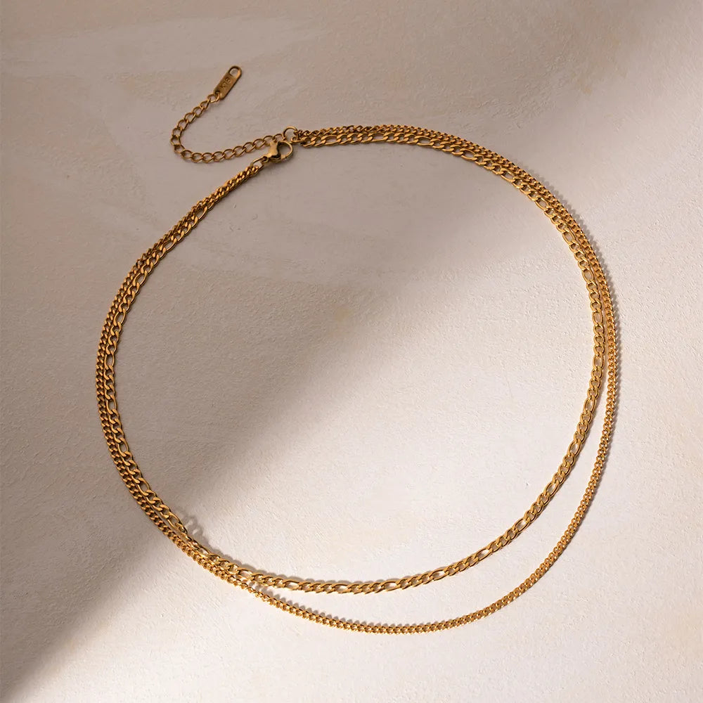 Stainless Steel Double-Layered Necklace OutfitFlow