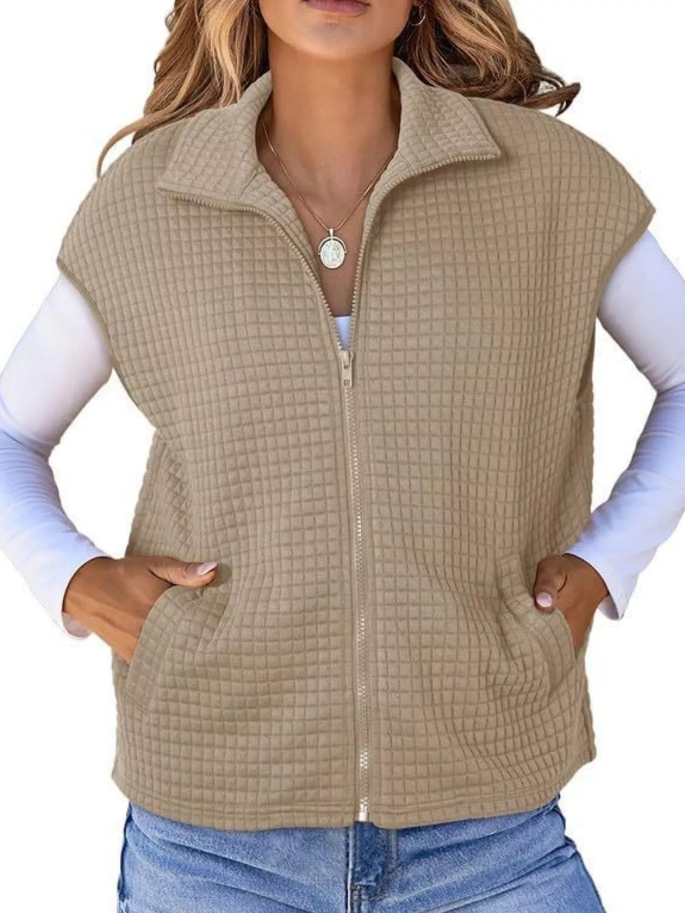 Zip-Up Vest Coat Trendsi