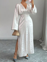 Leopard Surplice Long Sleeve Maxi Dress OutfitFlow
