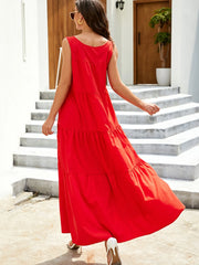 Sleeveless Tiered Maxi Tank Dress OutfitFlow