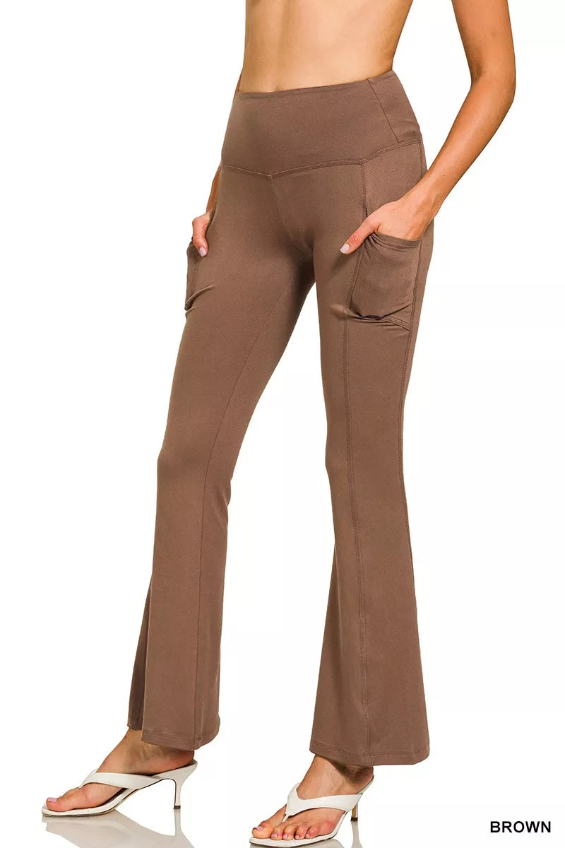 Zenana Brushed Dty Microfiber Flare Pants OutfitFlow