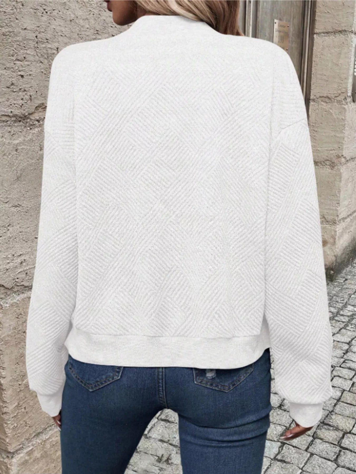 Textured Knit Zip-Up Bomber Jacket OutfitFlow