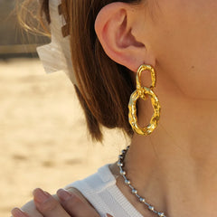18K Gold-Plated Stainless Steel Drop Earrings OutfitFlow
