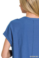 Zenana Cotton Slub Round Neck Short Sleeve T-Shirt OutfitFlow