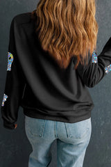 Ghost Round Neck Long Sleeve Sweatshirt OutfitFlow
