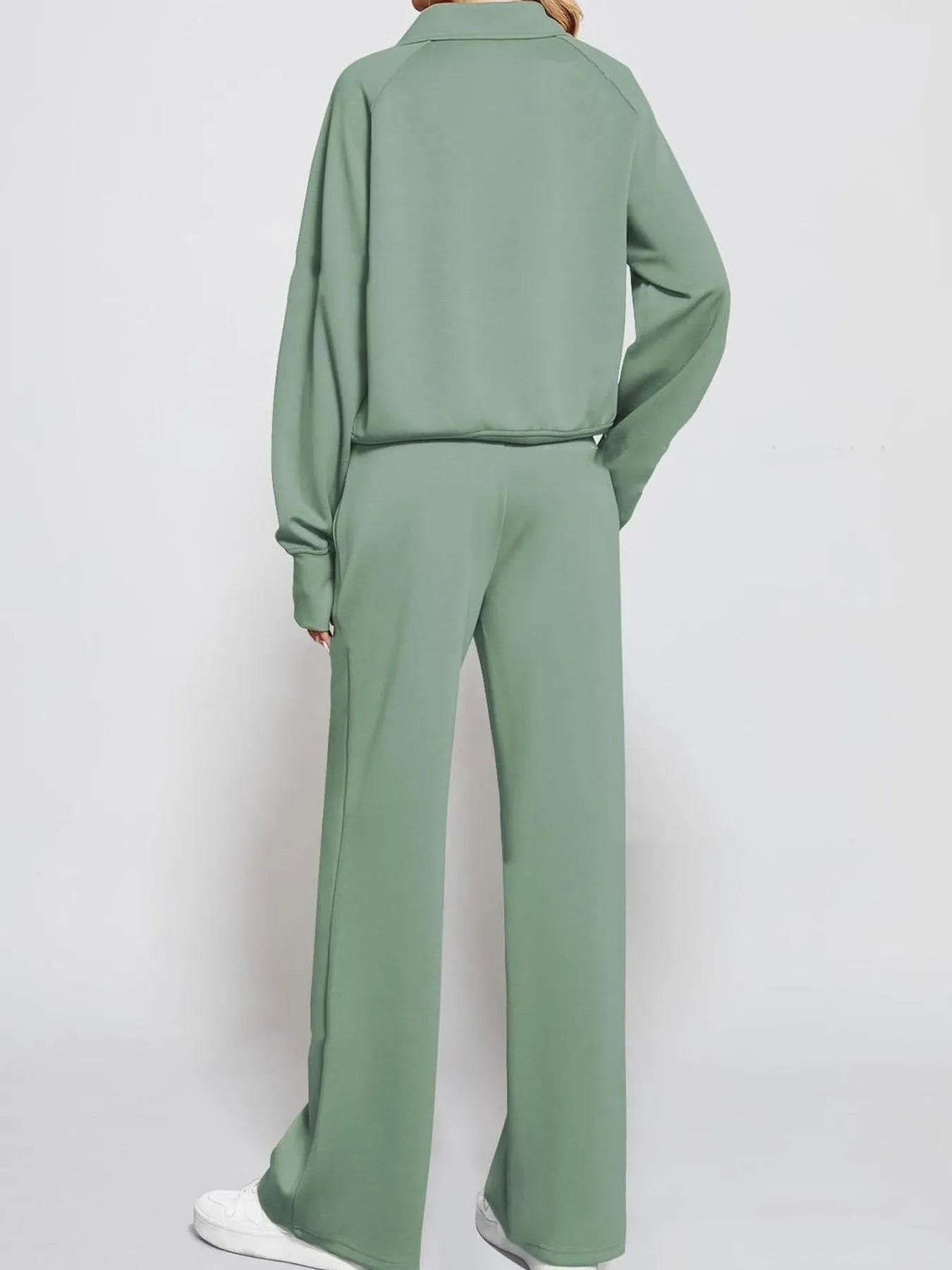 Half Zip Long Sleeve Top and Pants Set OutfitFlow