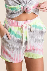 BiBi Tie Dye Print Shorts With Twill Tape Drawstring OutfitFlow