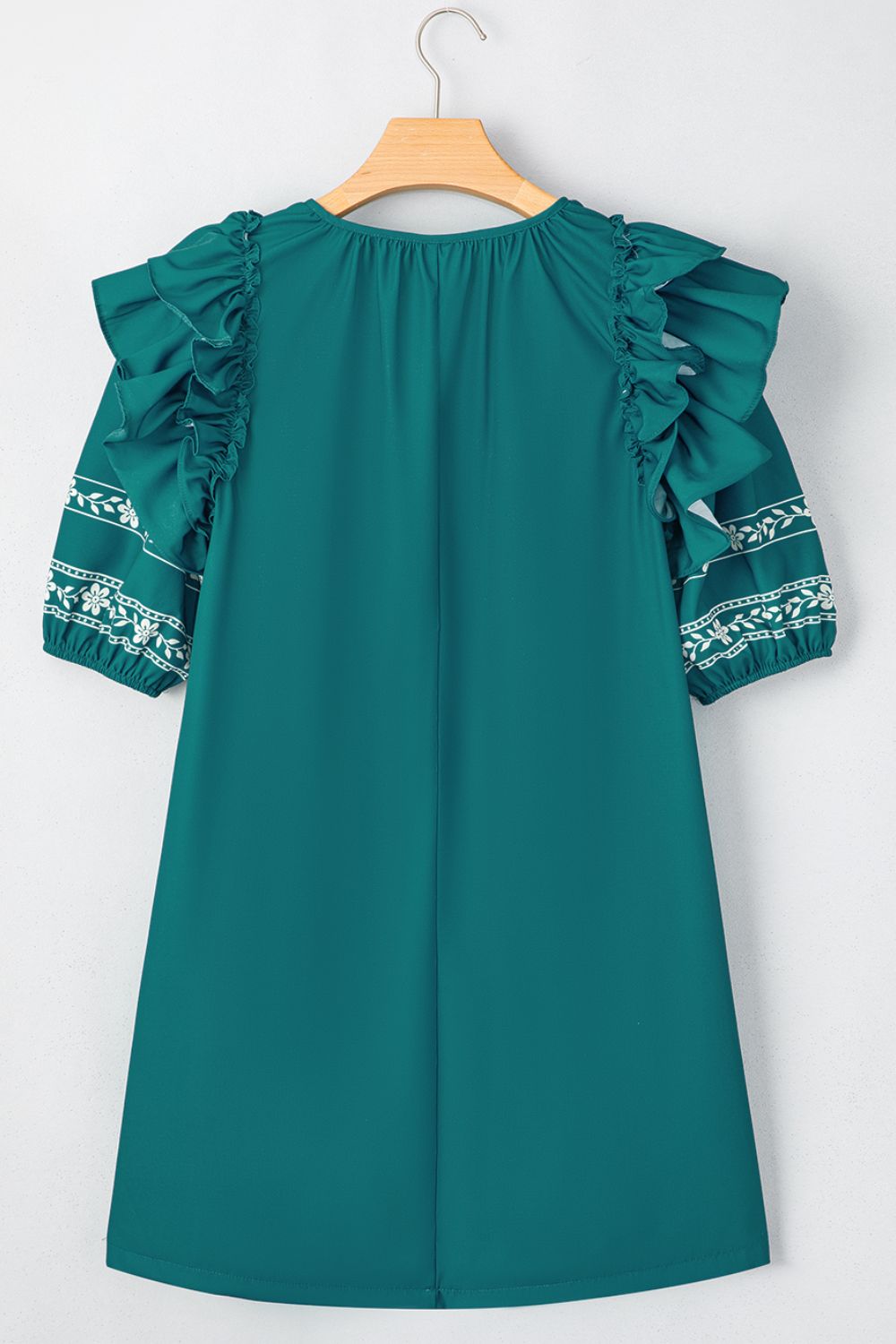 Floral Ruffle Puff Sleeve Tie Neck Mini Dress OutfitFlow