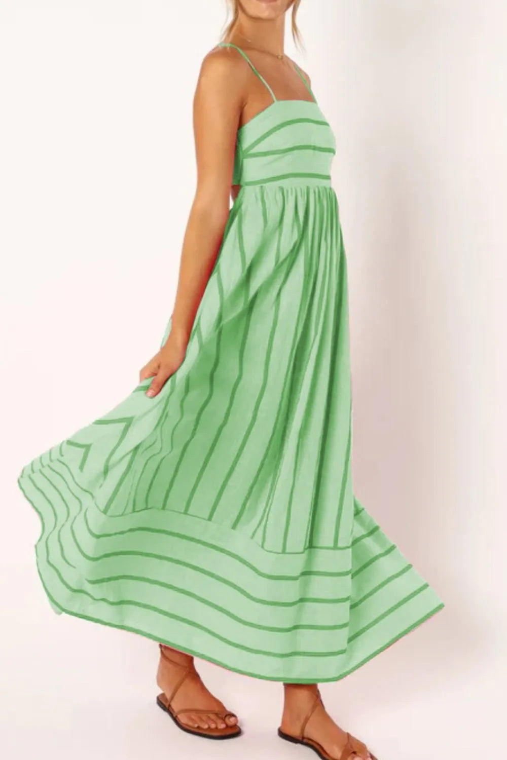 Striped Square Neck Cami Dress OutfitFlow