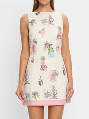 Printed Sleeveless Mini Dress OutfitFlow