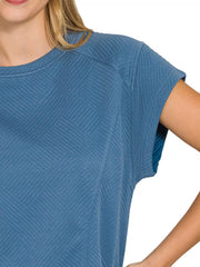 Zenana Textured Knit Jacquard Short Sleeve Top OutfitFlow
