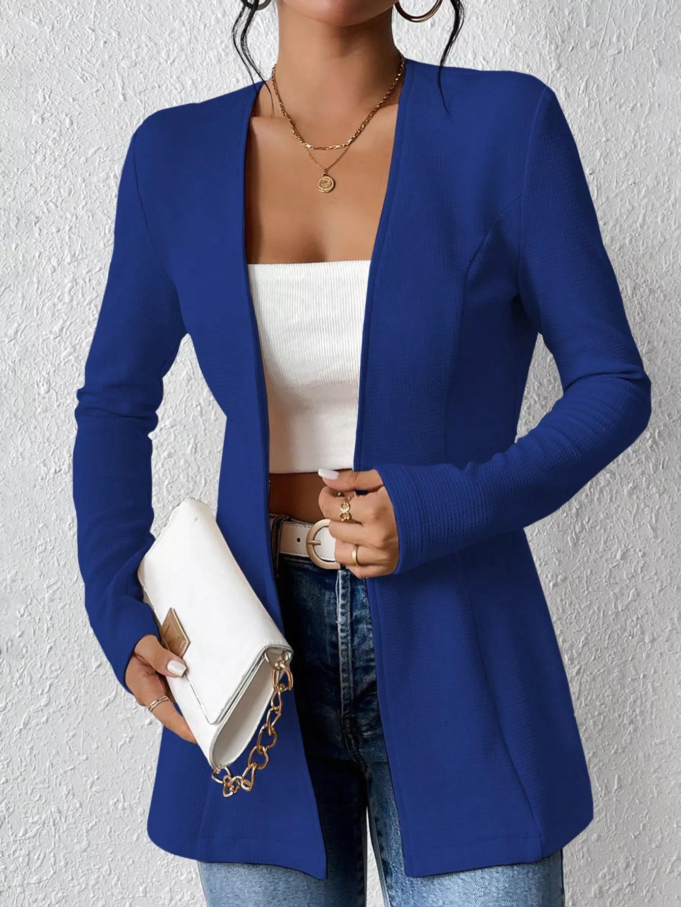 One Button Long Sleeve Blazer OutfitFlow