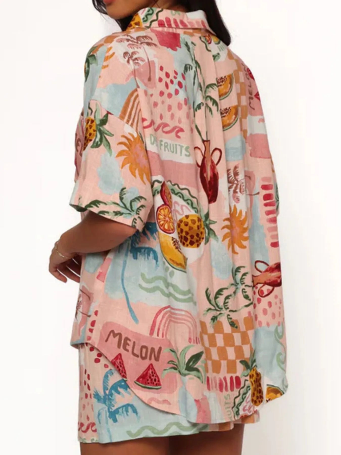 Printed Button Up Shirt and Shorts Set OutfitFlow