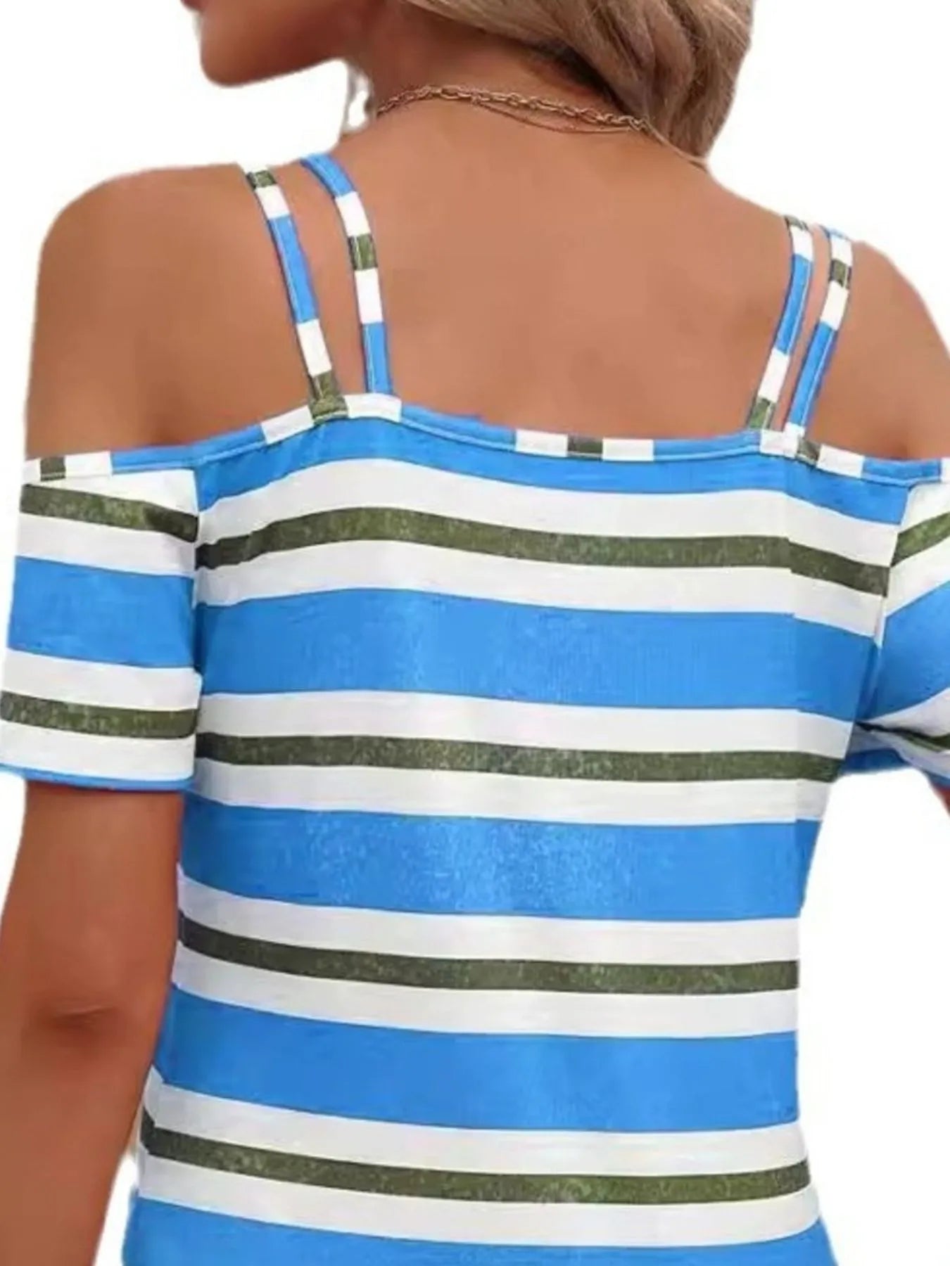 Striped Cold Shoulder T-Shirt OutfitFlow