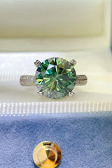 5 Carat Moissanite 925 Sterling Silver Ring Dark Green OutfitFlow
