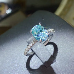 2 Carat Moissanite Zircon 925 Sterling Silver Ring OutfitFlow