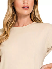 Zenana Round Neck Side Slit Midi Dress OutfitFlow