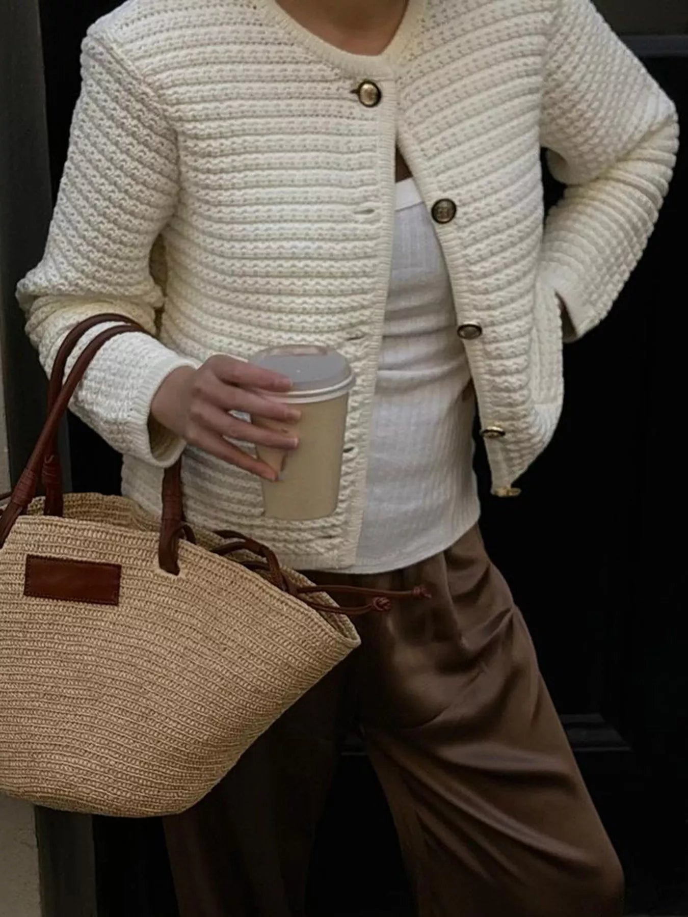 Button-Down Long Sleeve Cardigan OutfitFlow