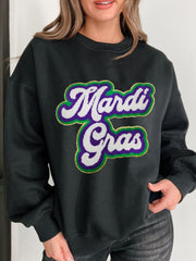MARDI GRAS Round Neck Drop Shoulder Sweatshirt OutfitFlow