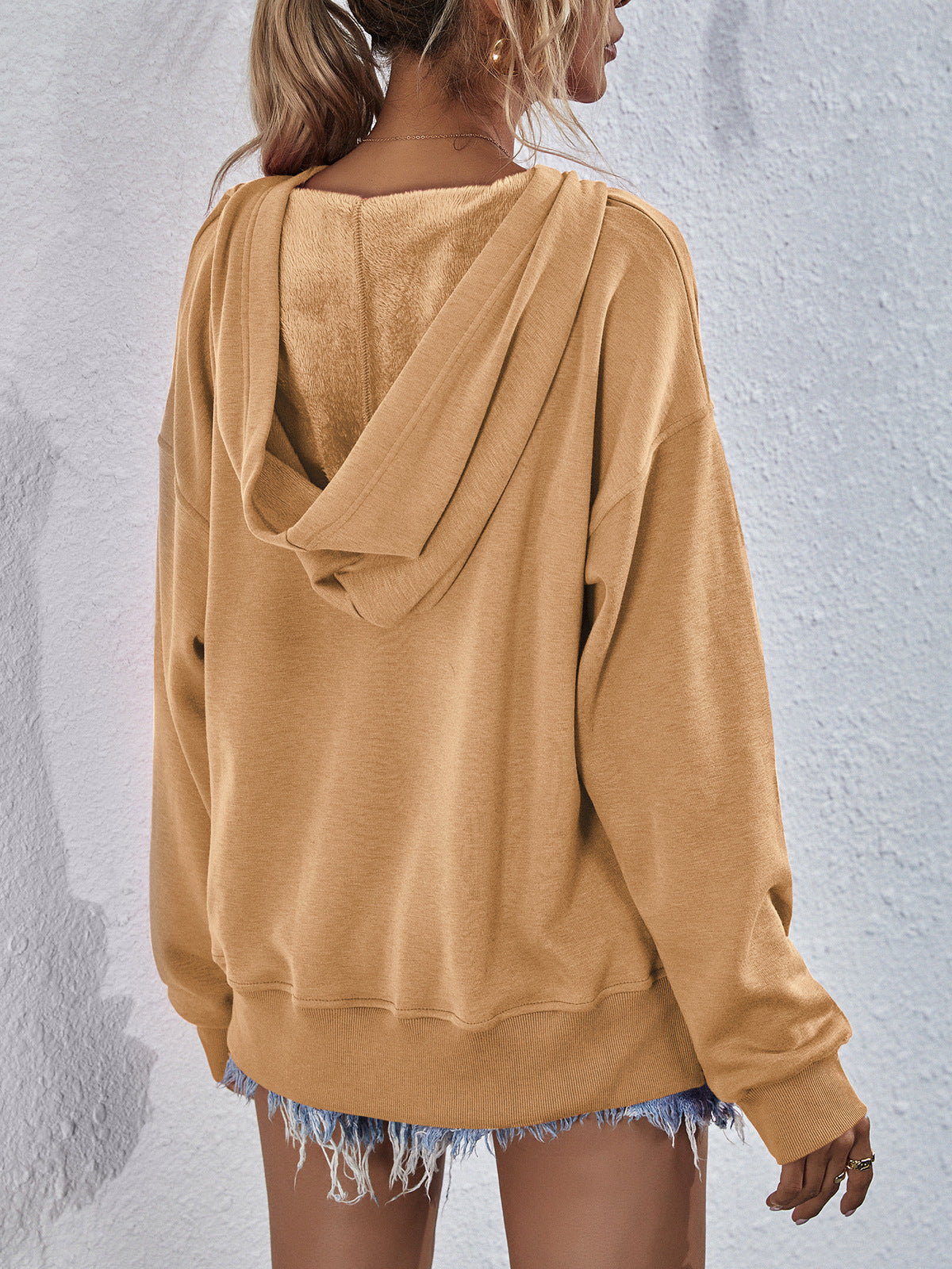 Outfit Flow - Dropped Shoulder Slit Hoodie