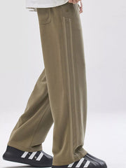 Men's Full Size Side Stripes Drawstring Wide Leg Pants Plus Size Trendsi