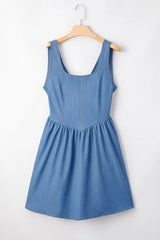 Square Neck Sleeveless Mini Dress OutfitFlow