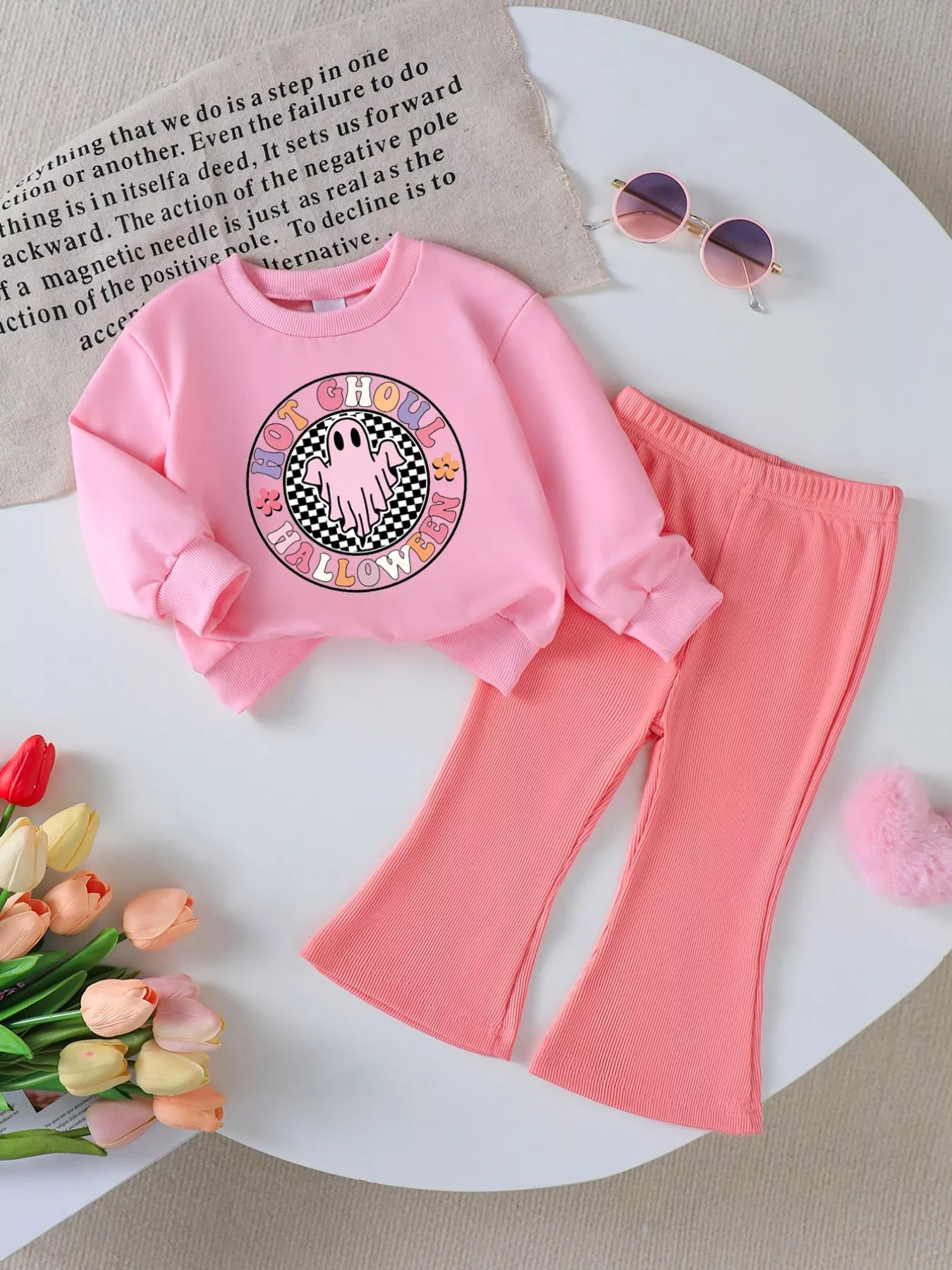 Children's Halloween Graphic Sweatshirt and Flare Pants Set Print 6 OutfitFlow