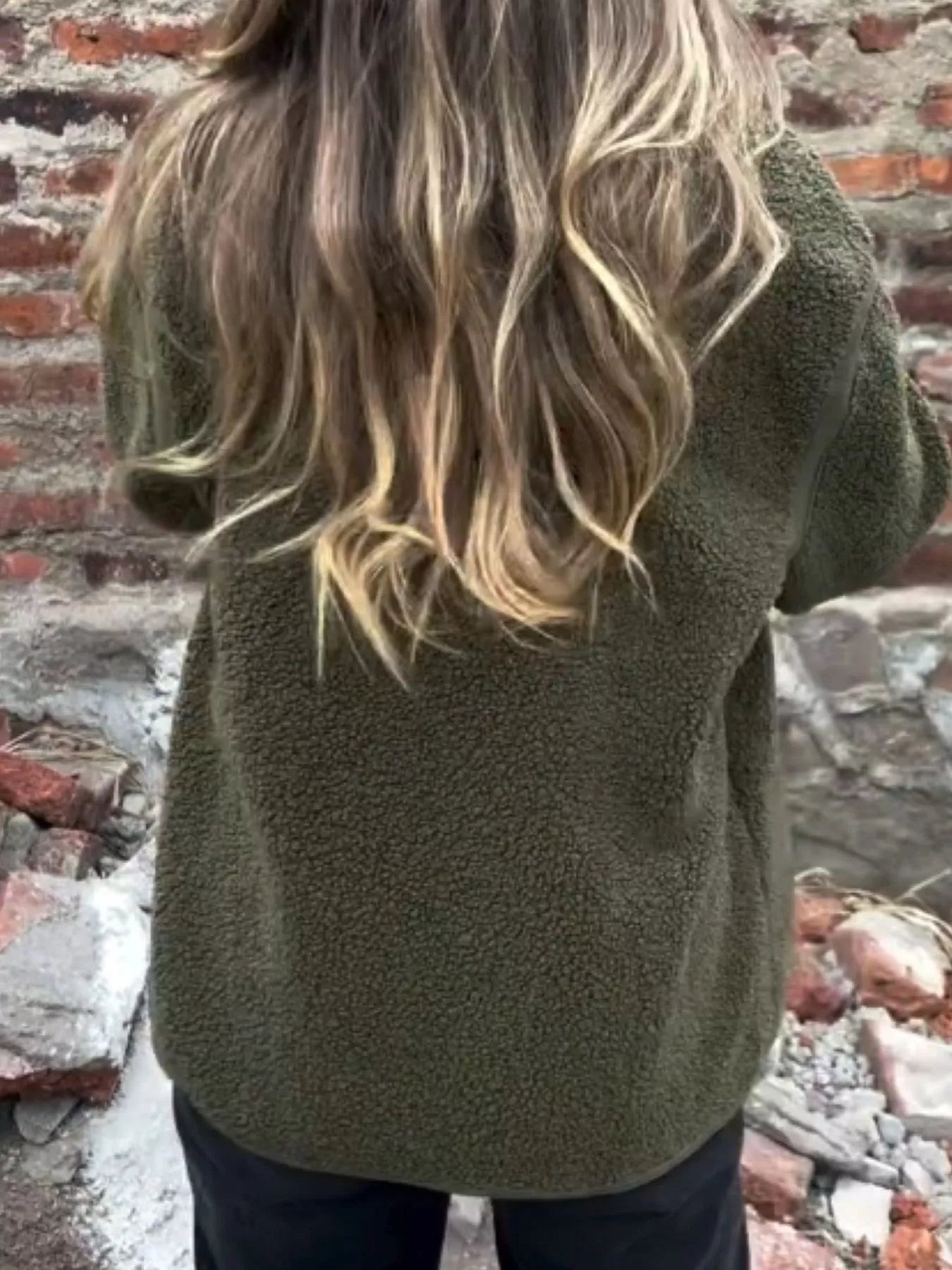 Full Size Button Up Long Sleeve Fleece Jacket Plus Size Trendsi