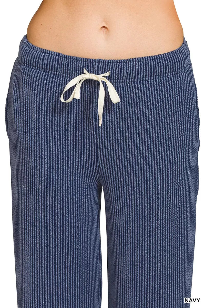 Zenana Raised Rib Short Sleeve Tee & Pants Set OutfitFlow