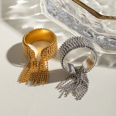 2-Piece Stainless Steel Tassel Chain Ring OutfitFlow