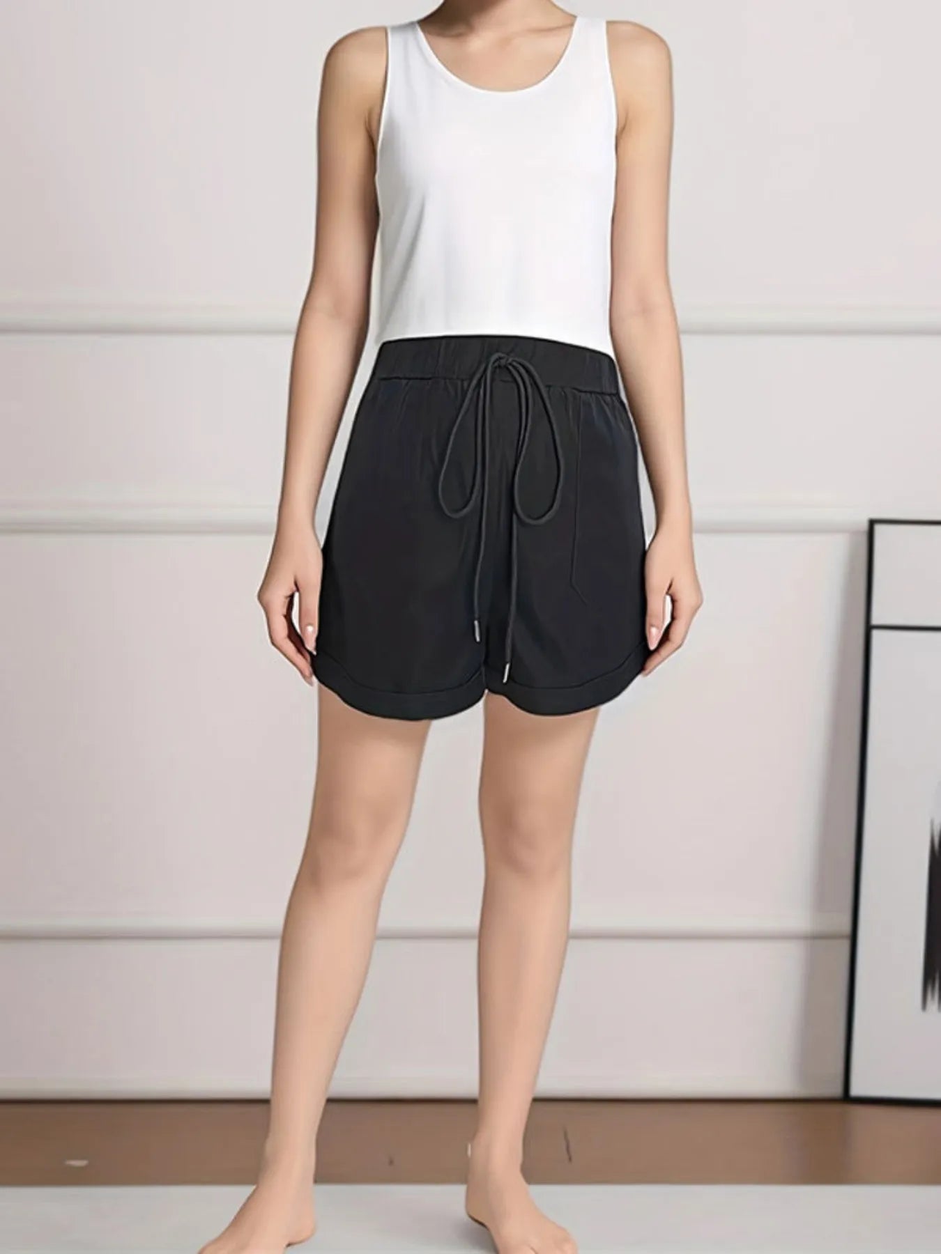Casual Drawstring High Waist Shorts OutfitFlow