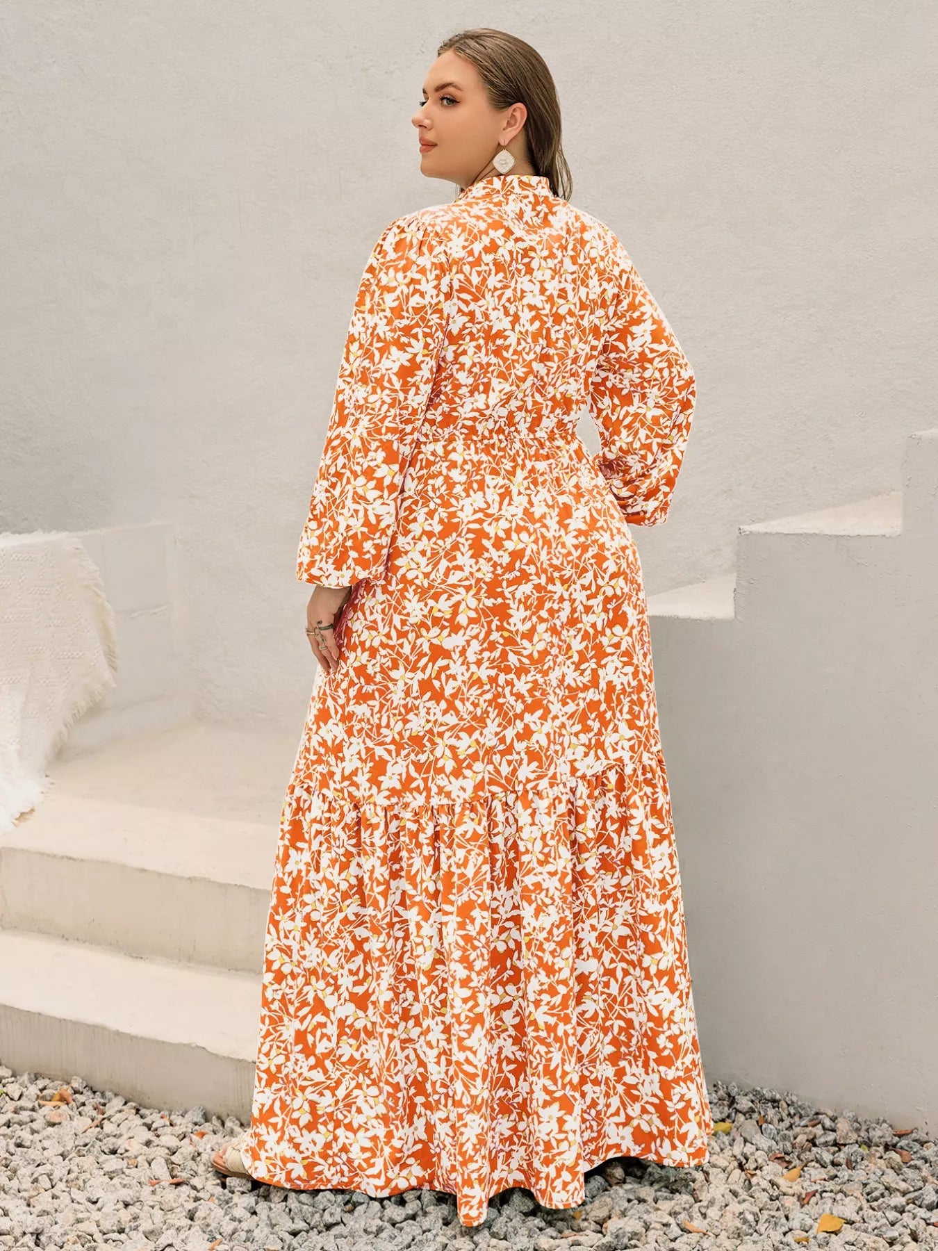 Plus Size Boho Floral Print Maxi Dress OutfitFlow