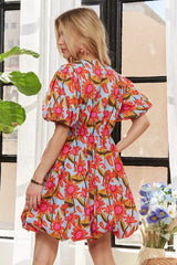 ADORA Puff Sleeve Floral Dress OutfitFlow