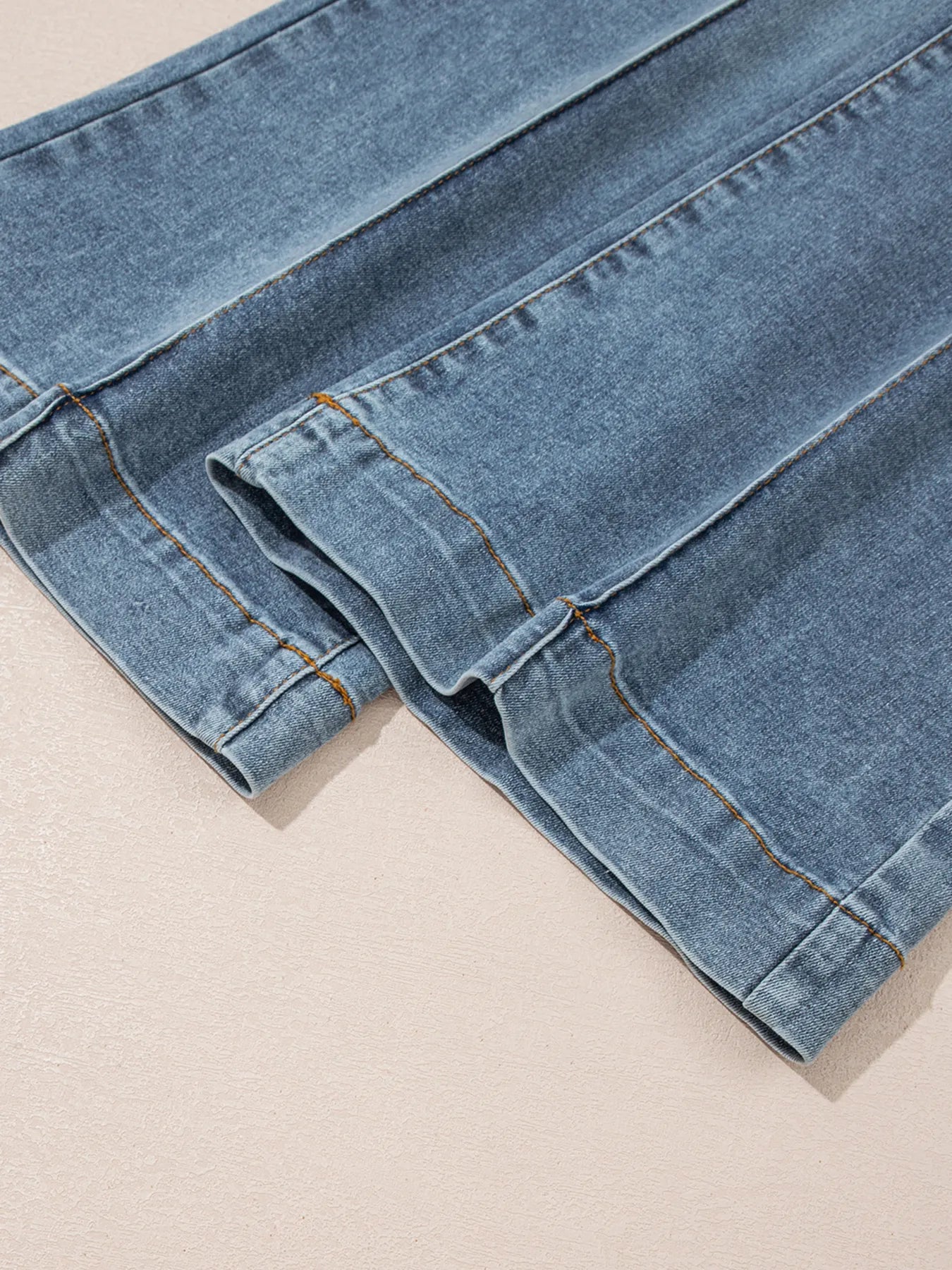 High-Waisted Flare Jeans with Seam Detail OutfitFlow