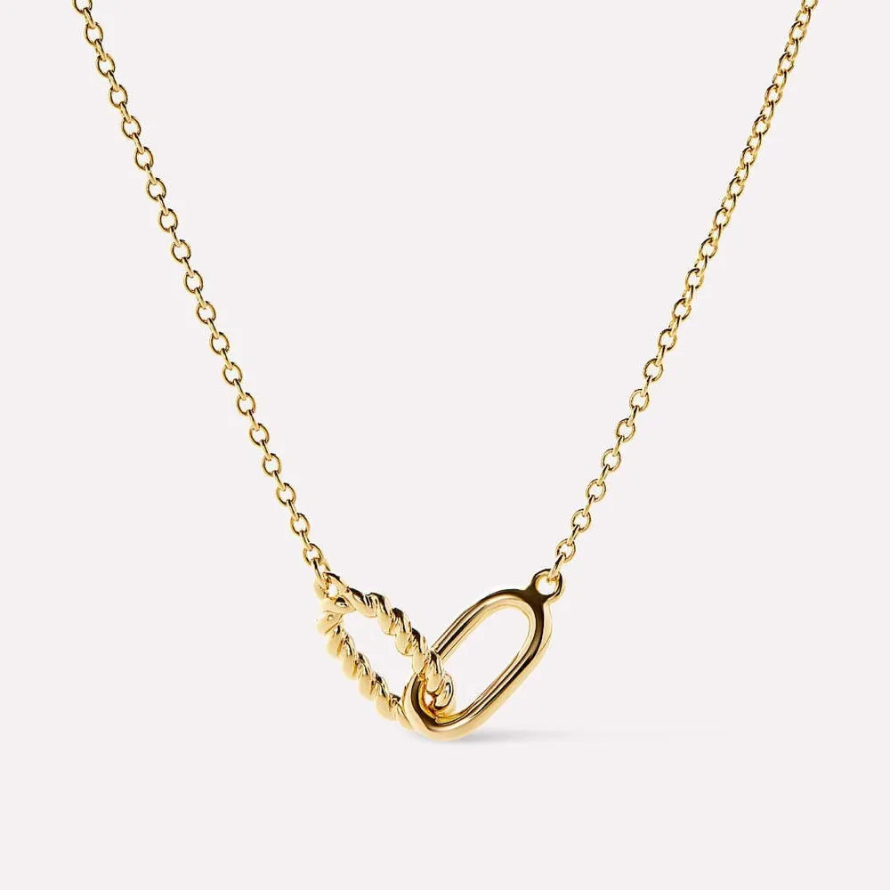 Interlocked Titanium Steel Necklace Gold One Size OutfitFlow