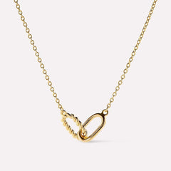 Interlocked Titanium Steel Necklace Gold One Size OutfitFlow