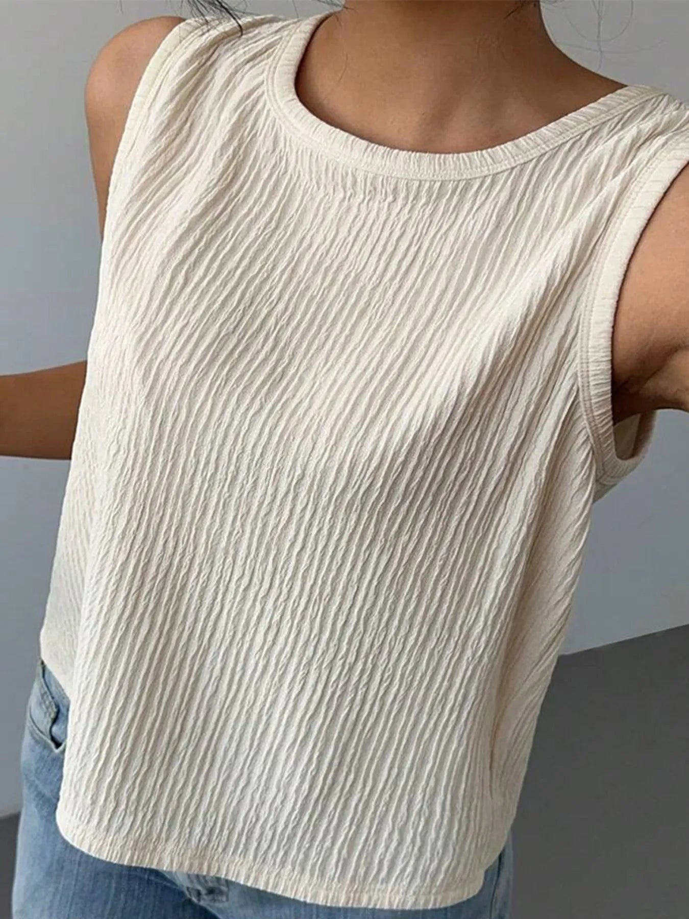 Bow Back Ribbed Tank Top OutfitFlow