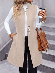 Button-Down Longline Vest Coat Trendsi