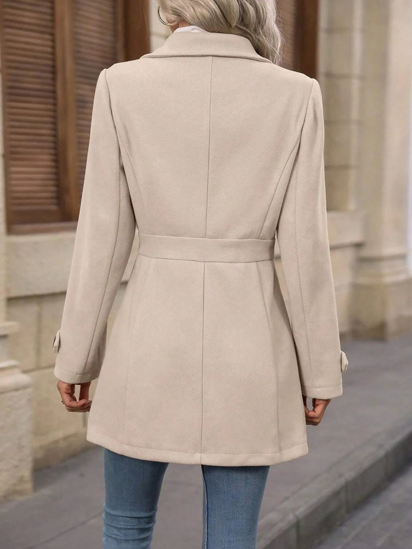 Button Up Long Sleeve Coat Trendsi