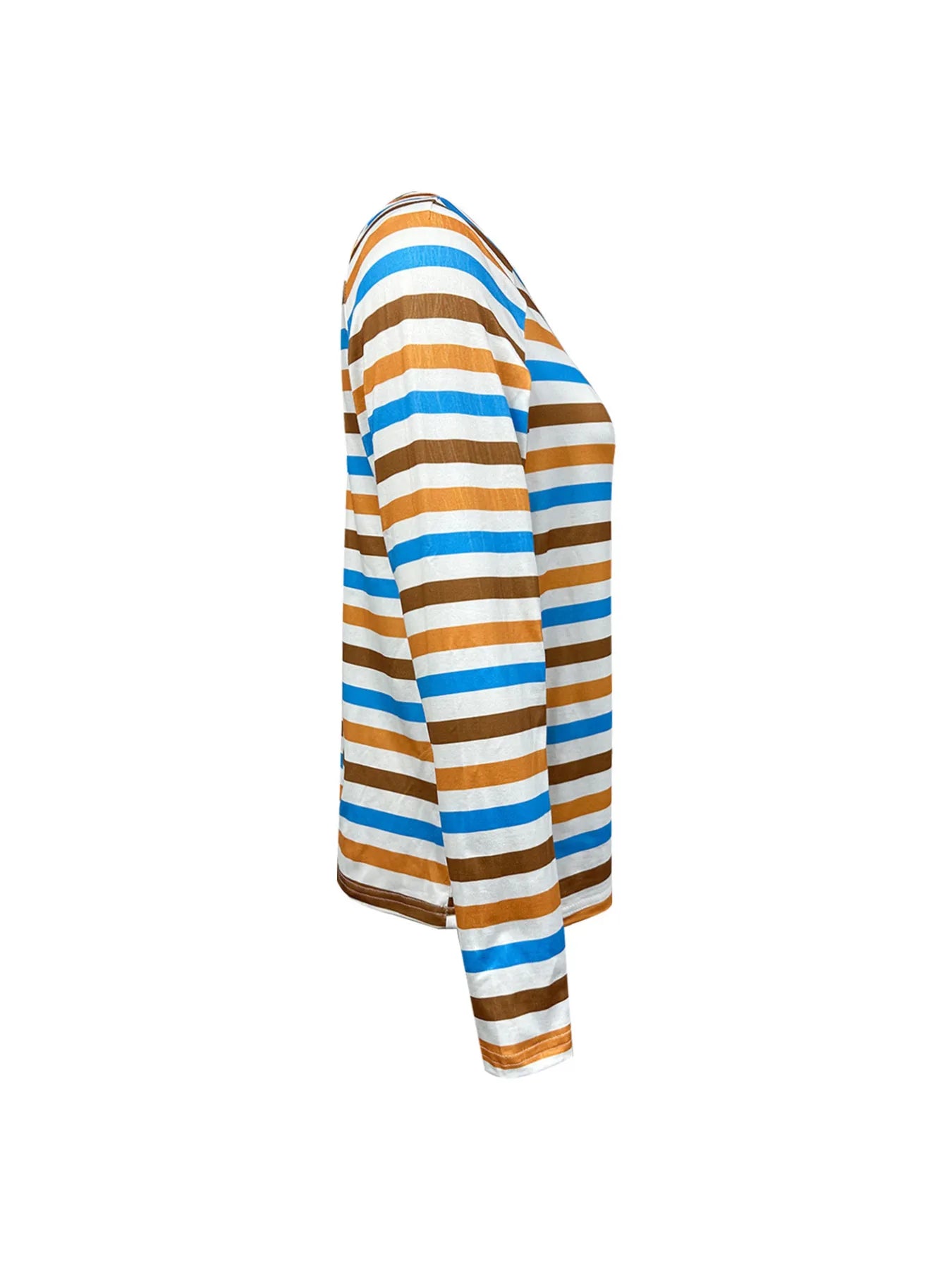 Full Size Striped Long Sleeve Casual Top Plus Size OutfitFlow